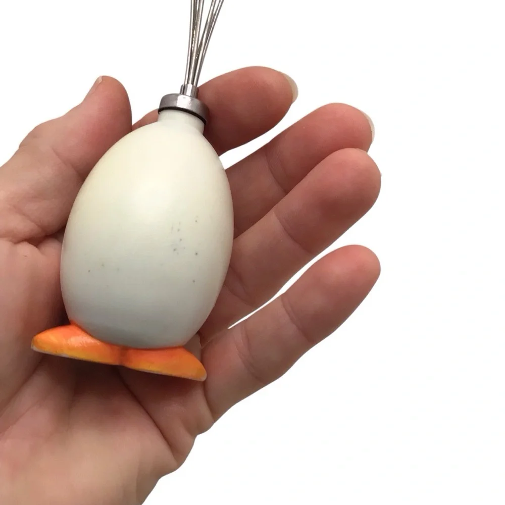 Vintage Mini Egg Whisk Chick Handle 6.5” Stainless Steel Cute Kitchen
